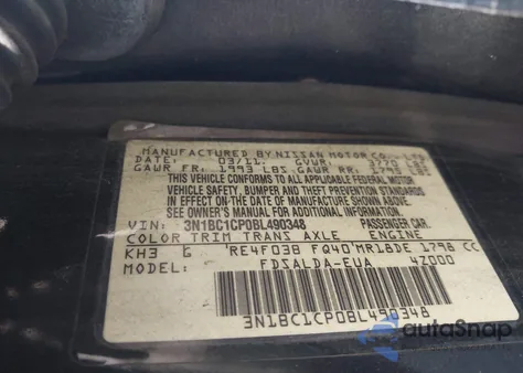 2011 Nissan Versa 1.8S z USA, uszkodzony, nr VIN 3N1BC1CP0BL490348